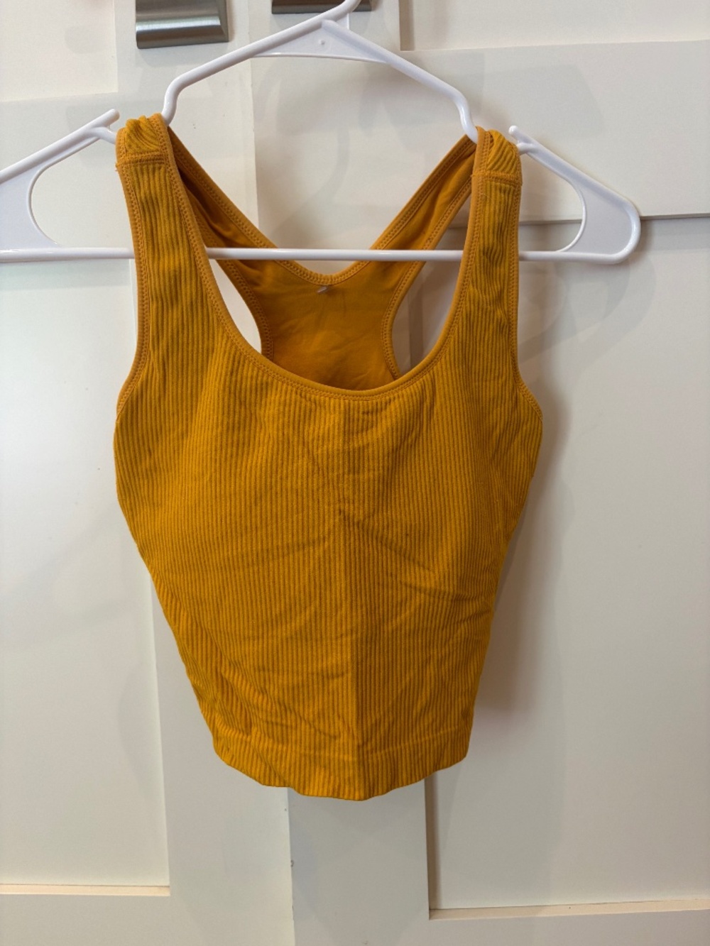 Ribbed Athletic Tank Top | Mustard Yellow | Racerback Active Crop Top